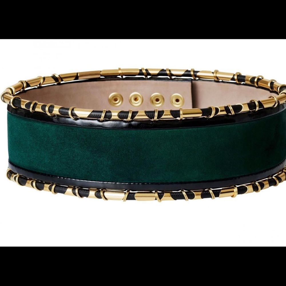 Balmain H&M Green Suede Leather Belt
